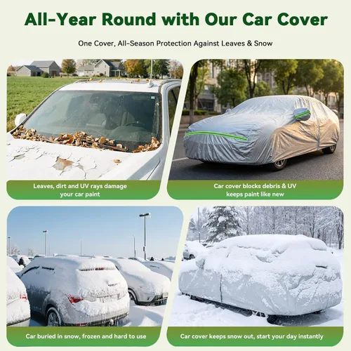 Vista 4 de AUQDD Funda de automóvil sedán de 6 capas de alta calidad, impermeable, para todo tipo de clima, resistente a la intemperie, protección solar UV
