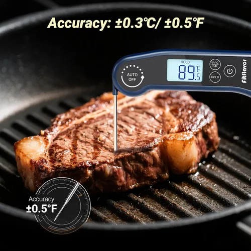 Vista 3 de Termómetro digital de lectura instantánea para carne, termómetro de lectura instantánea de 0.5S para cocinar, parrilla, aceite, alimentos, carne