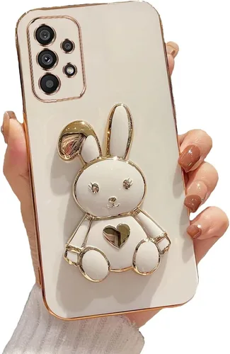 Vista 23 de Funda con soporte de conejo de corazón para Samsung Galaxy A10, cubierta protectora de TPU suave galvanizada a prueba de golpes con bonito soporte