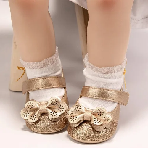 Vista 2 de CENCIRILY Zapatos planos Mary Jane para bebés y niñas, antideslizantes, suela suave, para antes de caminar, zapatos de vestir de boda