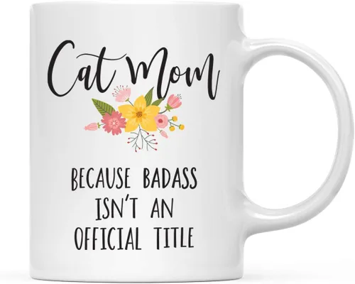 Vista 60 de Andaz Press Taza de café de 11 onzas, regalo de broma, tía porque Badass no es un título oficial, gráfico floral, 1 paquete