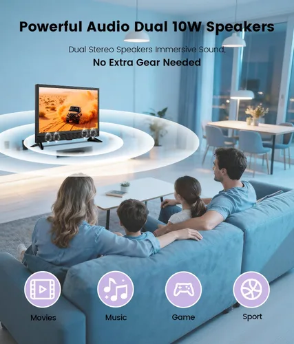 Vista 6 de Feihe TV de 22 Pulgadas, HDTV LED de Pantalla Ancha 1080p con Sintonizadores Digitales ATSC, Pantalla Plana con HDMI/VGA/RCA/USB para Cocina, RV