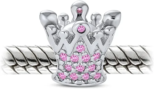 Vista 2 de Anillo personalizado de corona de corazón de princesa, cristal rosa, reina, abejorro, cuento, princesa, castillo, abalorios, cuentos, cuentas