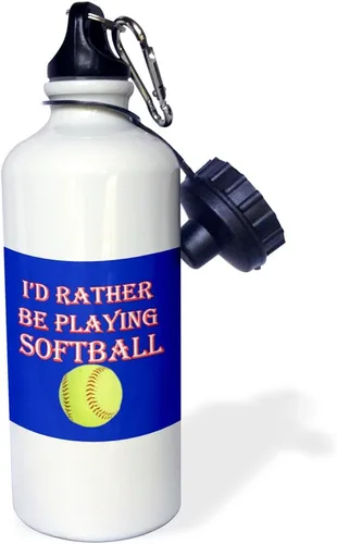 Vista 2 de 3dRose Id Rather be Playing Softbol Game - Botella de agua deportiva con frase popular, 21 onzas, multicolor