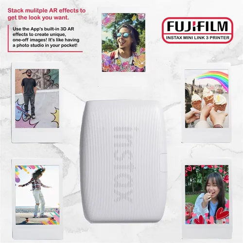 Vista 7 de Fujifilm Instax Mini Link 3 - Paquete de película para impresora Instax Mini (40 hojas), funda protectora Link 3 (blanco arcilla)