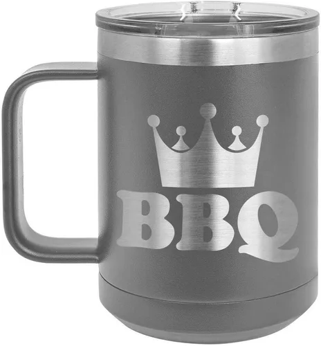 Vista 12 de Taza de café para barbacoa King de 15 onzas con tapa superior deslizante, taza de café de viaje aislado idea de regalo para los hombres que tienen