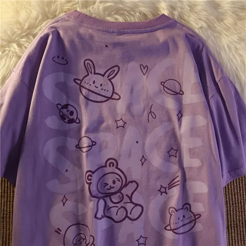 Vista 3 de Camiseta gótica Y2K Harajuku para mujer, ropa de anime de algodón