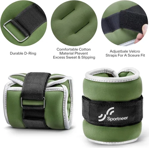 Vista 3 de Sportneer Pesas de tobillo para muñeca, par de pesas de 1/2/4/6/10 libras para hombres, mujeres, niños, entrenamiento de fuerza, juego de pesas