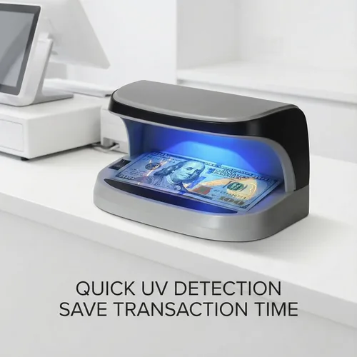 Vista 4 de Detector de billetes falsificados con luz LED UV, la máquina de verificación de facturas proporciona luz UV avanzada para identificar rápidamente