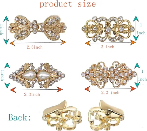 Vista 2 de 4 clips de vestido para camisa, clips de chal para suéter vintage, cuello de cárdigan, vestido de camisa, broches, Hierro, No es una piedra preciosa