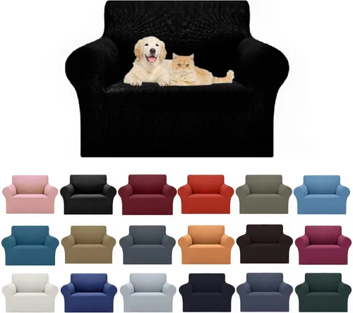 Vista 46 de Cupuamon Funda elástica para sofá de 1 plaza, funda protectora de muebles con parte inferior elástica de tela jacquard a cuadros pequeños para Beige
