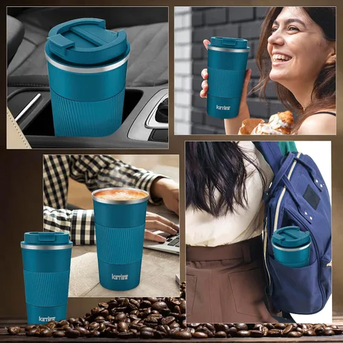 Vista 5 de KETIEE Taza de Café de Viaje 12oz: Taza de Café Aislada con Tapa a Prueba de Fugas, Vaso de Café, Tazas de Café Reutilizables con Tapa Sellada, Taza