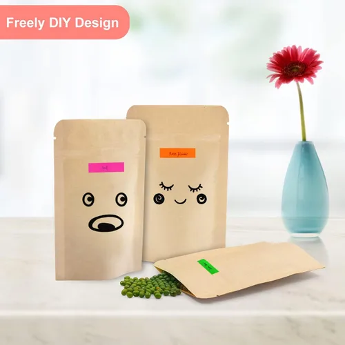 Vista 5 de SumDirect Bolsas de pie de papel kraft – Paquete de 50 bolsas reutilizables con cremallera de 3.5 x 5.5 pulgadas con forro de aluminio para el hogar