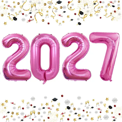 Vista 15 de GOER Globos de papel de aluminio 2026 para fiesta de Año Nuevo, suministros de fiesta, decoraciones de graduación (negro, 16 pulgadas)