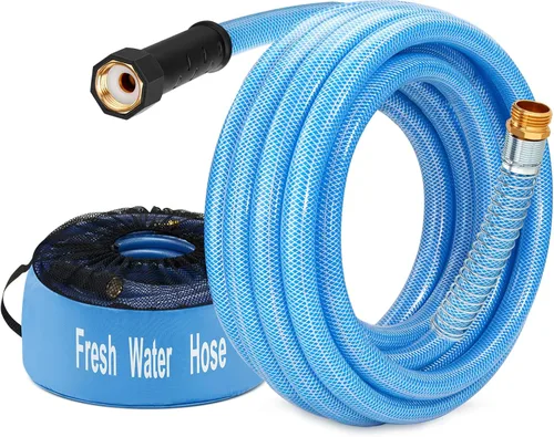 Vista 9 de Kohree: Manguera de agua para caravana de 15 pies mejorada, manguera de agua potable premium de 5/8" para autocaravana, sin fugas, sin arrugas