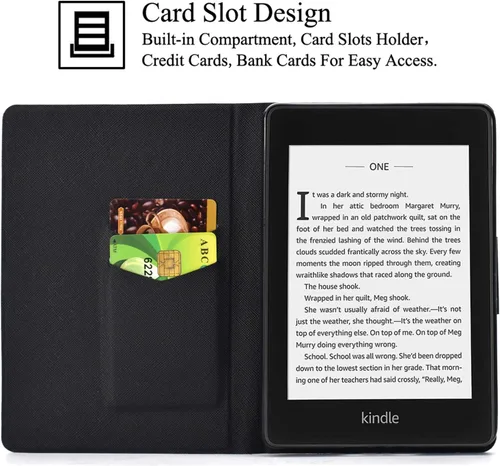 Vista 3 de Funda para Kindle Paperwhite, ranuras para tarjetas ligeras y delgadas con funda de encendido y apagado automático para Amazon Kindle Paperwhite