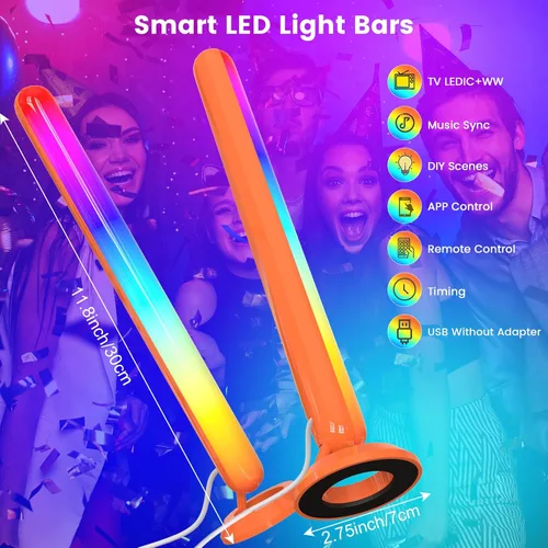 Vista 6 de Barras de luz LED inteligentes, retroiluminación Borllyem LEDIC+WW para TV con cuentas de luz dobles, control de aplicación, control remoto RF