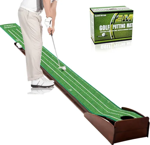 Vista 8 de Putting Green Putting Matt para interior Golf Putting Mat - Putting Mat interior con pelota. Mate para práctica de golf, portátil y fácil