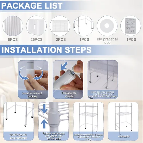 Vista 5 de Podoy Mini estante para nevera, almacenamiento sobre mini refrigerador y soporte para microondas, mini estante organizador multiusos