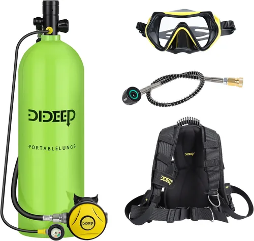 Vista 8 de DIDEEP 4L Scuba Tank Set, About 40-60 Min Underwater, Regulator & Mask