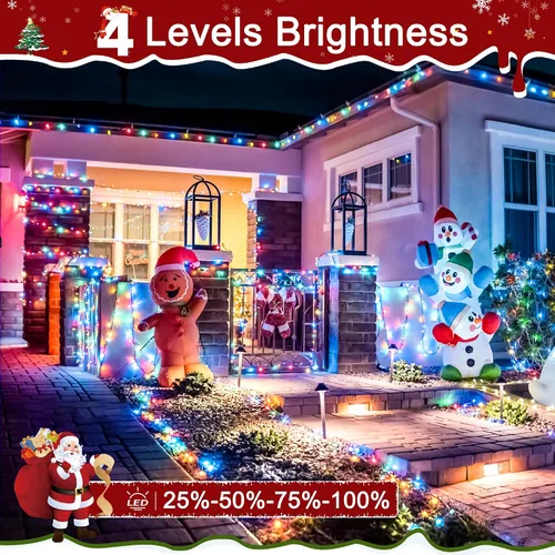 Vista 6 de Tira de luces de Navidad para exteriores, 8 modos, multicolor, 394 pies, 1200 LED