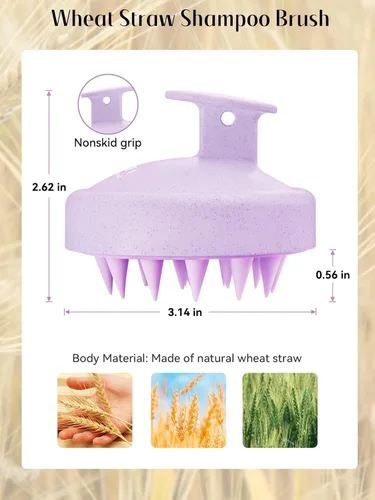 Vista 4 de HEETA Masajeador de cuero cabelludo para el crecimiento del cabello, cerdas de silicona suaves para eliminar la caspa y aliviar la picazón