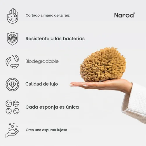 Vista 4 de Naroa Esponja de ducha natural suave Suave lufa marina para el baño de piel suave Esponja de baño sin blanquear Baño y spa (pequeño)
