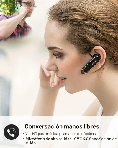 Vista 2 de [Paquete de 2] Auricular Bluetooth inalámbrico manos libres V5.0 24 horas conducción con micrófono 60 días auriculares Bluetooth en espera