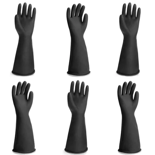 Vista 20 de Guantes Resistentes a Productos Químicos, 14" de Largo Negro Impermeables Resistentes a Álcali/Ácido/Aceite Reutilizables Guantes de Goma