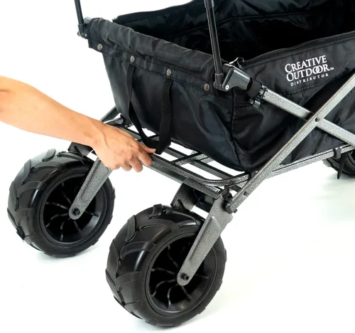 Vista 6 de Cochecito creativo para exteriores, carrito de playa XXL Deluxe con toldo, carrito plegable plegable y portátil, soporta hasta 200 libras