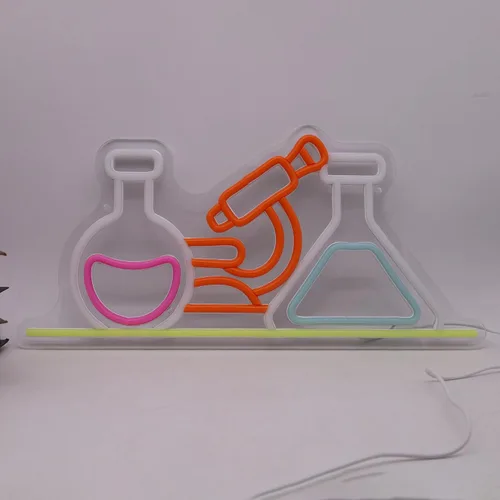 Vista 8 de Letrero de neón de laboratorio científico, luces de neón para decoración de laboratorio de química, letreros de luz LED alimentados por USB