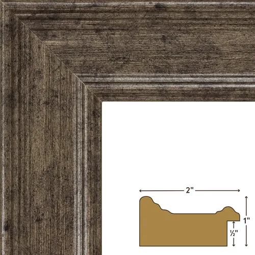 Vista 2 de Craig Frames, marcos para imágen, forrados en suave acabado, 2 pulgadas de ancho, material compuesto de madera, Madera, añejado plateado, 4 x 6