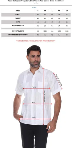 Vista 7 de Mojito Collection Camisa Guayabera clásica mezcla de polialgodón manga corta NCM-1673