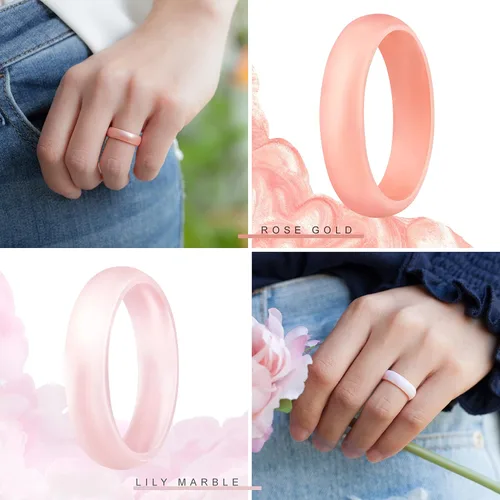 Vista 3 de ThunderFit - Anillo de boda de silicona para mujer, anillos de goma, con 5,5 mm de ancho, 2 mm de grosor