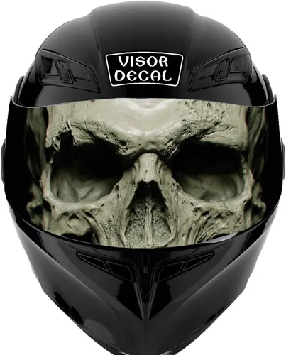 Vista 6 de Calcomanía de visera de calavera para casco compatible con: Icon Shoei Bell HJC Scorpion AGV V2 (V25 Skull)