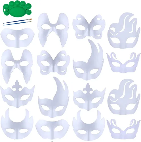 Vista 15 de Qavctw DIY White Masks Paper Cosplay Christmas Party Mask Unpainted Plain Craft Masquerade Masks