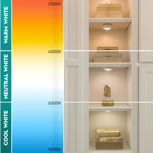 Vista 8 de Bright Evolution - Luces para debajo del gabinete, iluminación de gabinete a pilas con tecnología táctil, luces LED de disco para cocina