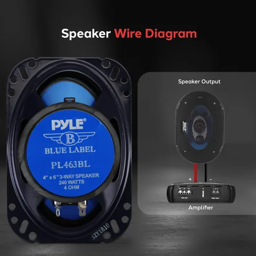 Vista 4 de Pyle 4' x 6' Sistema de altavoces de sonido de tres vías - Audio fuerte triaxial de rango medio profesional 240 vatios por par con impedancia de 4