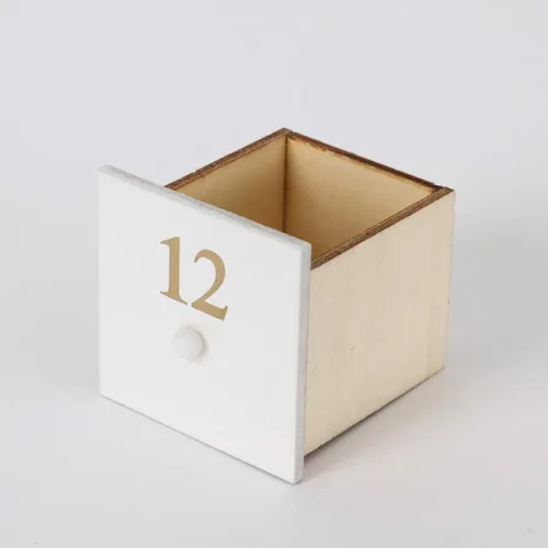 Vista 5 de Calendario de Adviento de madera de Navidad con 24 cajones, cuenta regresiva para Navidad para niños, decoración LED del hogar, 16.25 pulgadas