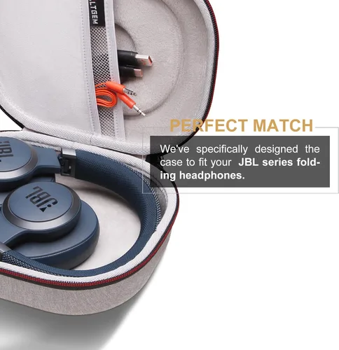 Vista 4 de LTGEM - Funda rígida para auriculares JBL - Gris exterior+interior gris/ Azul oscuro