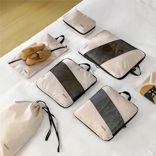 Vista 5 de UNANTOR Juego de 6 cubos de compresión de gran tamaño, organizadores de equipaje y bolsas de viaje