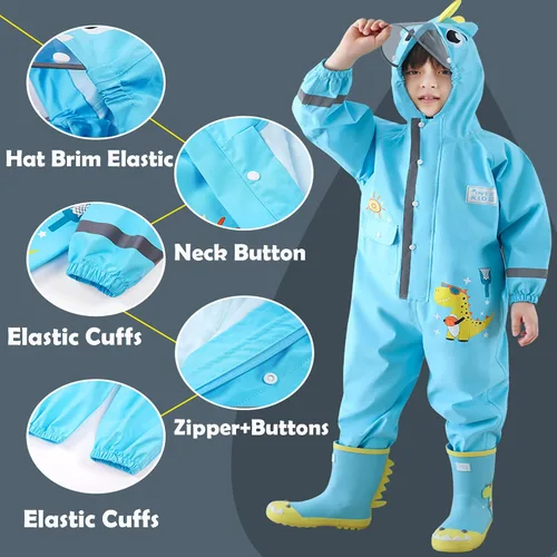 Vista 3 de Traje de lluvia impermeable de una pieza para niños pequeños, tallas S-XL de 1 a 6 años