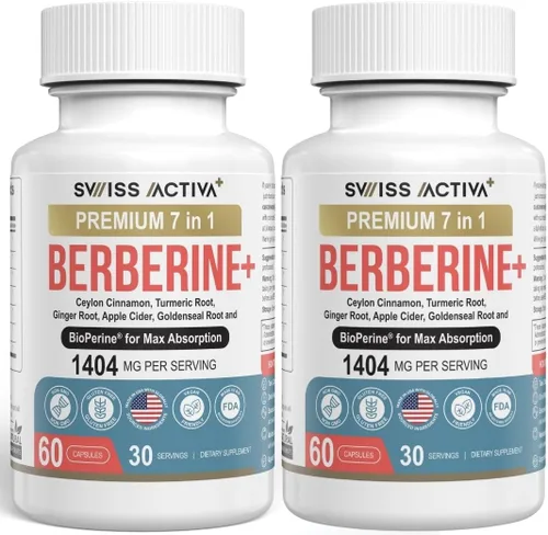 Vista 11 de Swiss Activa+ Labs Suplemento 7 en 1 de berberina orgánica con bioperina Canela de Ceilán Raíz de cúrcuma Raíz de jengibre Vinagre de sidra