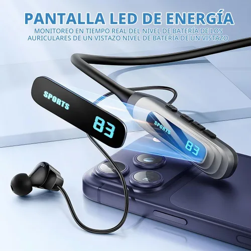 Vista 2 de MZYML - Auriculares Bluetooth con banda para el cuello 5.4, IPX5 impermeables con micrófono, 80 horas de reproducción, 1000 horas de espera