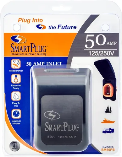 Vista 2 de SmartPlug Ensamblaje de entrada y cubierta de alimentación Shore de 50 amperios 125/250 V, entrada de 50 amperios con sellos resistentes a