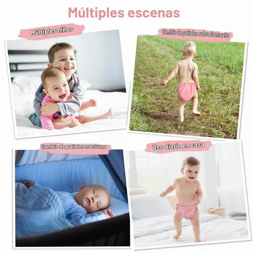 Vista 7 de Pañales de tela reutilizables, ajustables, 6 piezas más 6 plantillas