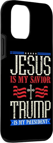 Vista 3 de iPhone 12 mini Jesús Is My Saviour Trump Is My President Pro Trump Estuche de regalo