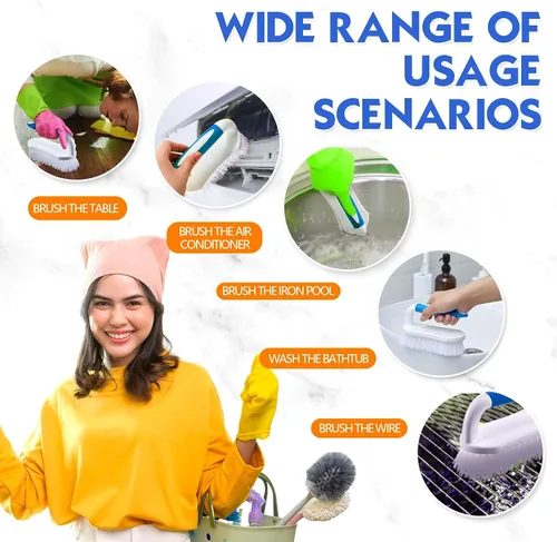 Vista 4 de Lallisa 12 piezas de cepillos para limpieza con mango cómodo de agarrar, resistente, cerdas rígidas, flexibles, cepillos a granel para ducha, baño