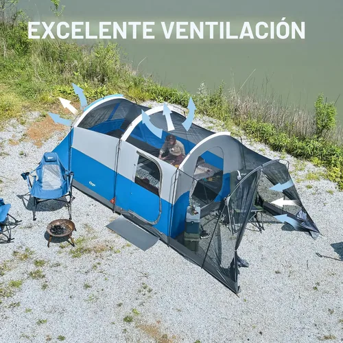 Vista 5 de PORTAL Tienda de campaña familiar para 6/8/10 personas con sala de pantalla, tienda de campaña grande resistente al agua con mosca de lluvia, tienda