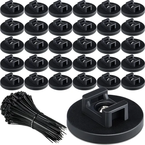 Vista 9 de Yookeer 120 piezas de soporte magnético para cables, multiusos, bases magnéticas de gestión de cables con cremallera resistente, montaje de bridas